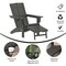 Merrick Lane Ridley HDPE Adirondack Chair with Cup Holder and Pull Out Ottoman, All-Weather HDPE Indoor/Outdoor Lounge Chair